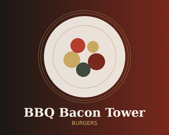BBQ bacon burger tower with onion rings