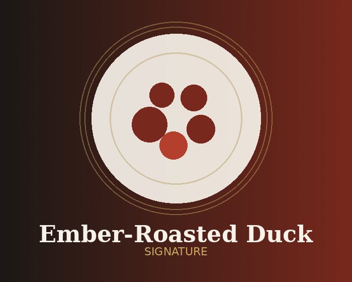 Ember-roasted duck breast plated with charred vegetables