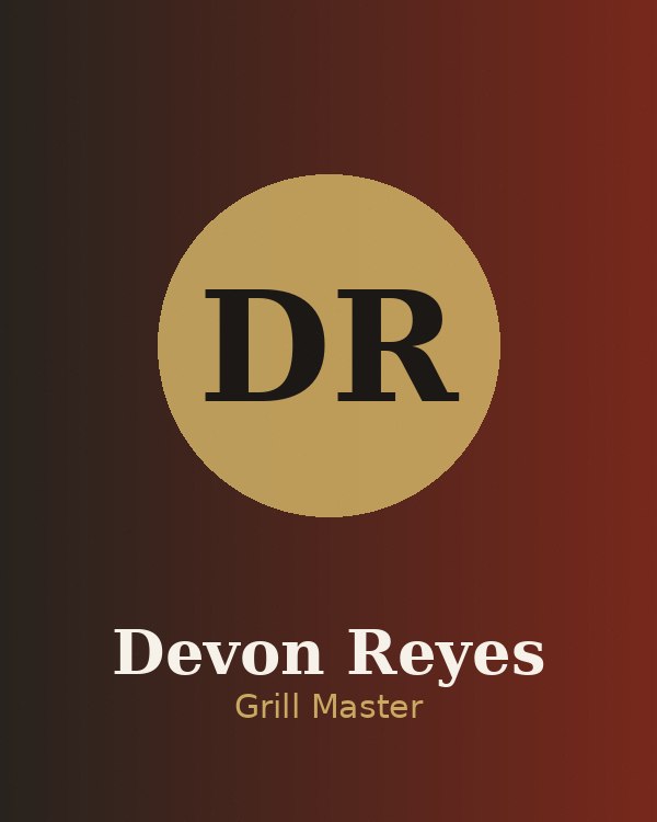 Portrait of Devon Reyes, Grill Master