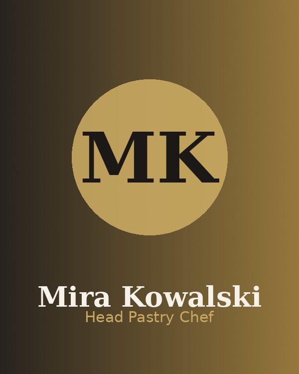 Portrait of Mira Kowalski, Head Pastry Chef