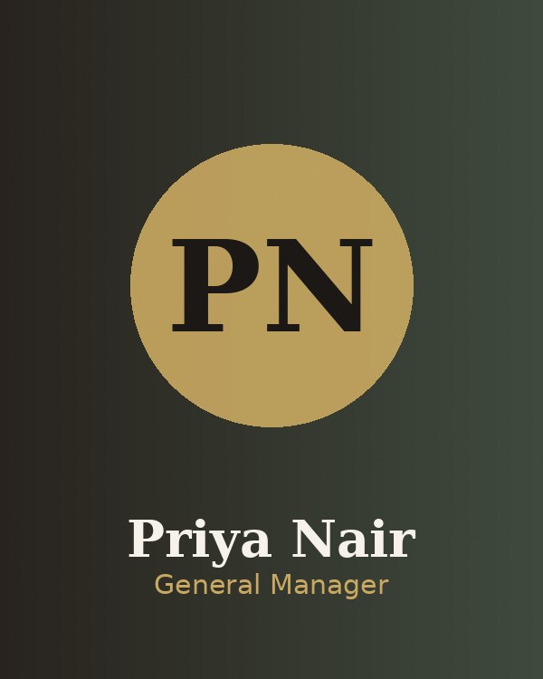 Portrait of Priya Nair, General Manager